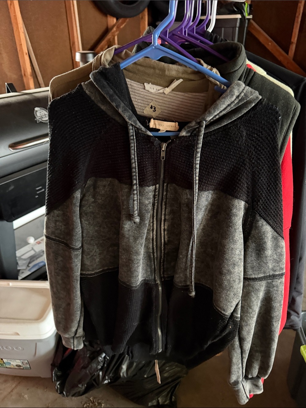 Gilded Intent Black and Gray Washed Zip Hoodie